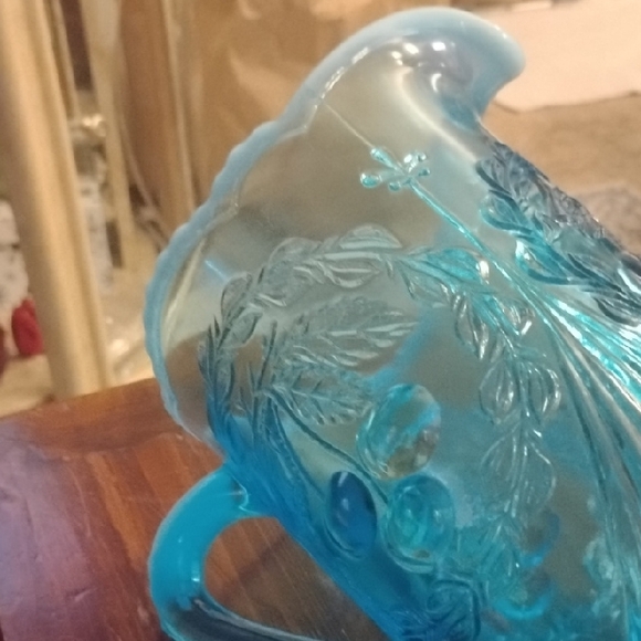 Fenton Vintage Antique Blue Glass Pitcher - Picture 5 of 9